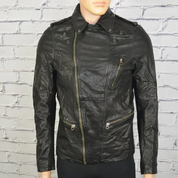 Mens Scotch and Soda Leather Biker Jacket Motorcycle cafe racer size small